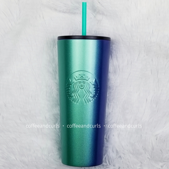 SOLD green blue ombre gradient tumbler 24oz - Picture 2 of 9
